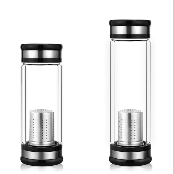 雙蓋茶水分離泡茶水杯,雙層茶水分離玻璃杯,商務(wù)禮品杯均可訂做